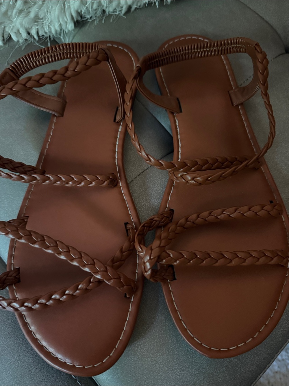 Source Unknown Brown Braided Strappy Women's Sandals